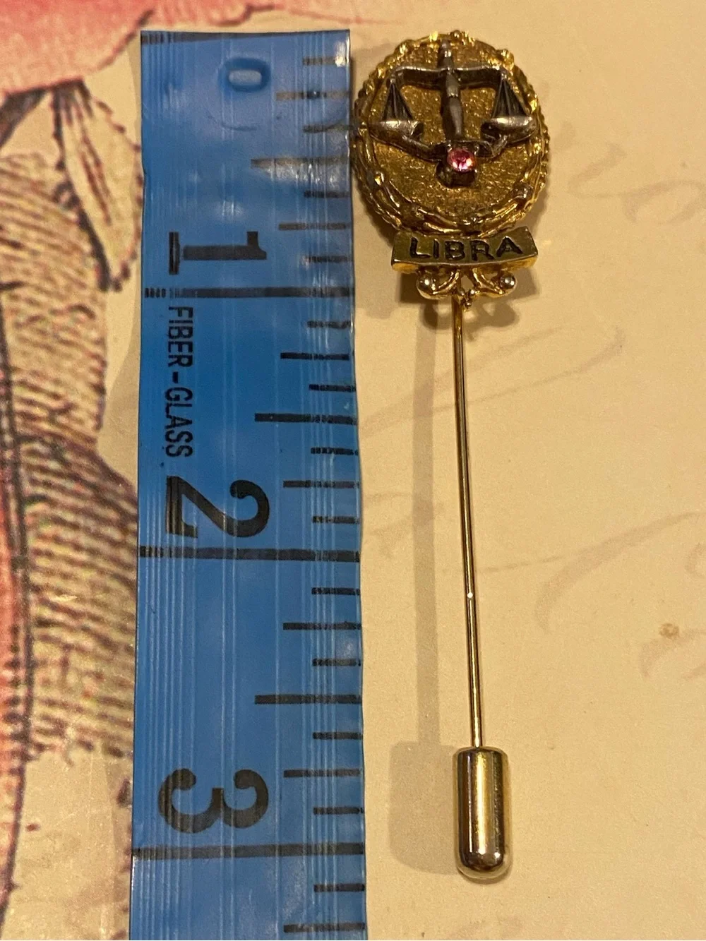 Vintage Signed ART Libra Zodiac Stick Pin Mid-Century Costume Jewelry